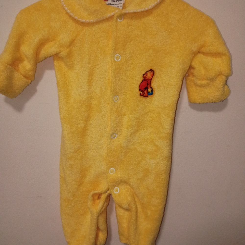 Cozy Yellow Kids Footie with Bear Design